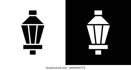 Street lamp icons vectors set in solid style.