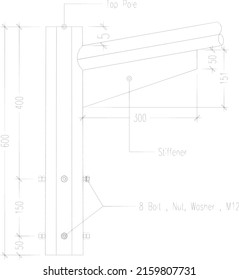 street lamp iron pole connection sketch