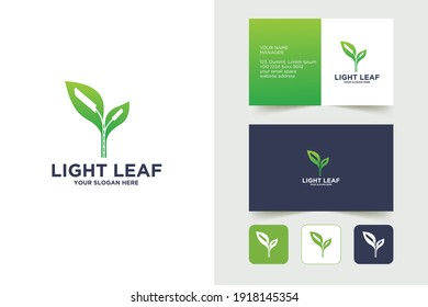 street lamp with leaf logo design and business card