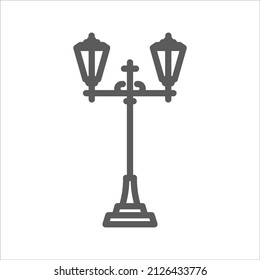 Icono de línea simple del poste de luz de la lámpara de calle