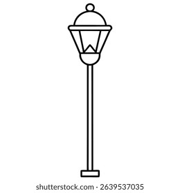 Street lamp line art icon on white background.