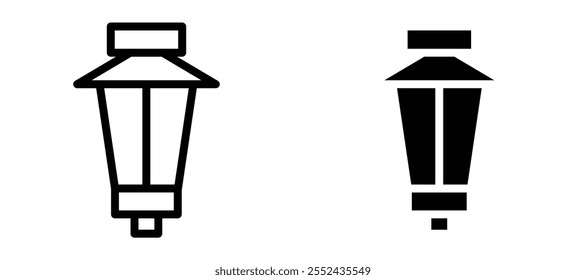 Street lamp liner icon vector set.