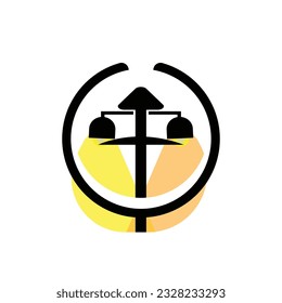 Street Lamp Logo, Lantern Lamp Vector, Lighting Classic Retro Design, Silhouette Icon Premium Template