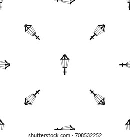 Street lamp pattern repeat seamless in black color for any design. Vector geometric illustration