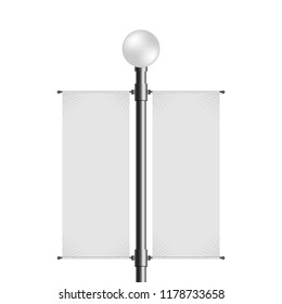 street lamp post with empty blank dual banner. vector mock up