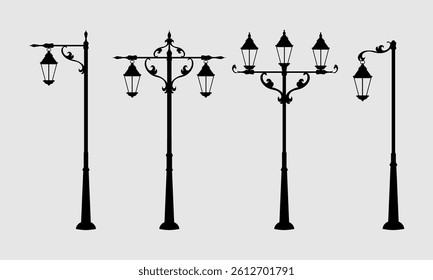 Street lamp post in flat style isolated on white background. Vector illustration.