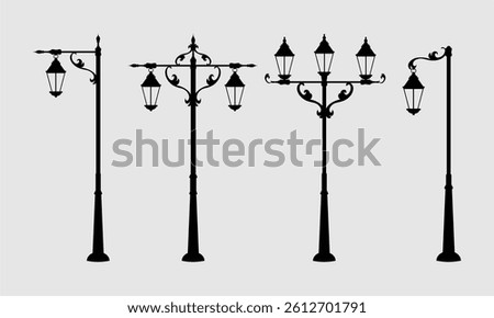 Street lamp post in flat style isolated on white background. Vector illustration.