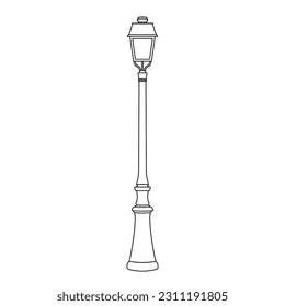 Street Lamp Post Outline Icon Illustration on White Background - Shutterstock ID 2311191805