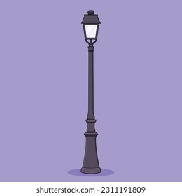 Street Lamp Post Vector Icon Illustration with Outline for Design Element, Clip Art, Web, Landing page, Sticker, Banner. Flat Cartoon Style - Shutterstock ID 2311191809