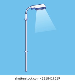Street Lamp Post Vector Icon Illustration with Outline for Design Element, Clip Art, Web, Landing page, Sticker, Banner. Flat Cartoon Style
