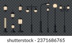 Street lamp realistic icons set with old style lanterns on transparent background isolated vector illustration
