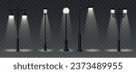 Street lamp realistic icons set with spotlights on transparent background isolated vector illustration