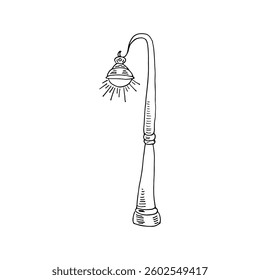 Street lamp shining hand-drawn vector illustration lamp post.