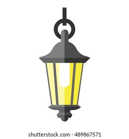 Street lamp silhouette retro metal street object electricity industry and vintage street lamp black silhouette vector