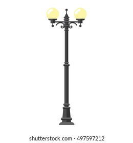 Street lamp silhouette retro metal street object electricity industry and vintage street lamp silhouette vector