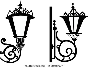 Street lamp Silhouette styles lineart vector art