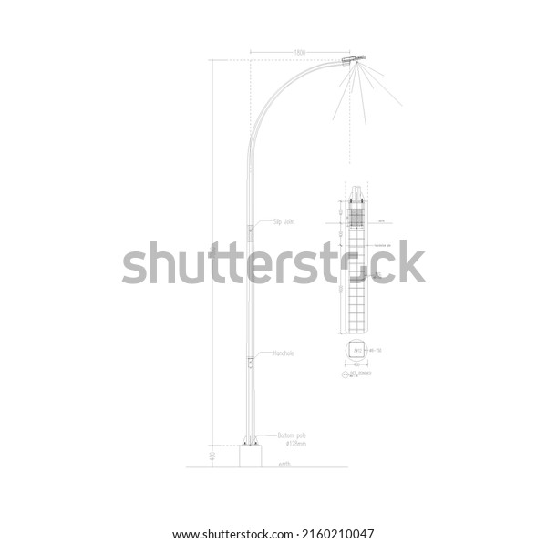 Street Lamp Sketch Lamp Post Foundation Stock Vector (Royalty Free