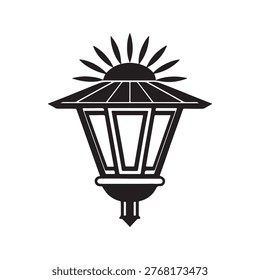 Street lamp with sun on top outdoor lighting fixture solar powered lamp post decorative garden light