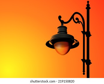 street lamp at sunset
