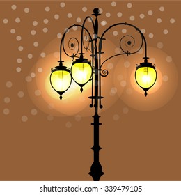 Street lamp with three lights