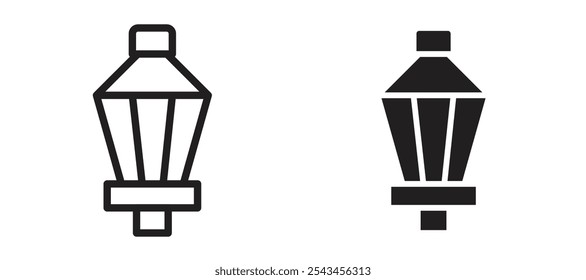 Street lamp vector icon set in black.