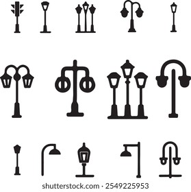 street lamp Vector, street lamp Silhouette, street lamp icon set, street lamp logo ,Vector illustration, Vector Graphic, EPS 10 , clip art work,