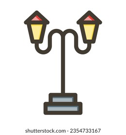 Street Lamp Vector Thick Line Filled Colors Icon For Personal And Commercial Use.
