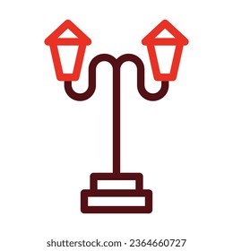 Street Lamp Vector Thick Line Two Color Icons For Personal And Commercial Use.
