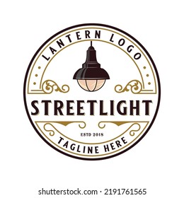 street lamp vintage logo design. street lamp concept with decorative ornaments. suitable for businesses that want to look classic.