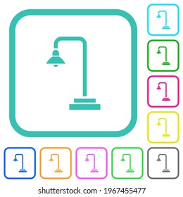 Street lamp vivid colored flat icons in curved borders on white background