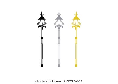 Street lamps collection ,lantern. Lighting outdoor garden urban fixture flat set. Front street lamp spot.