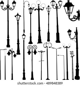 Street lamps collection - vector