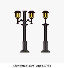 Street lamps in pixel art style