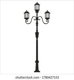 Street lamp,Vintage Garden Lamp Silhouette Bundle. flat design style minimal vector illustration