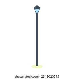 Street lantern in flat design. Classic urban lamp light with metal pole. Vector illustration isolated.