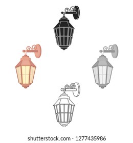 Street lantern icon in cartoon style isolated on white background. Light source symbol stock vector illustration