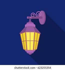 Street lantern icon in flat style isolated on white background. Light source symbol stock vector illustration