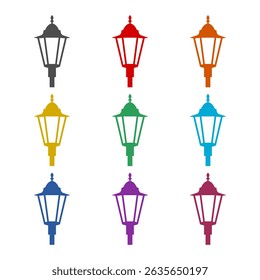 Street lantern icon isolated on white background. Set icons colorful