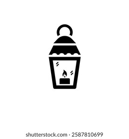 Street Lantern, Old Pendant Light Lamp Solid Flat Vector Icon Isolated on White Background.