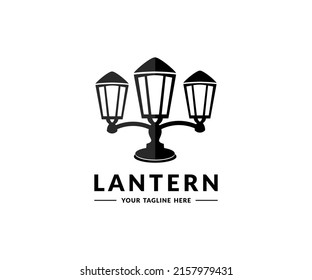 Street Lantern Silhouettes In Retro Style, Wall Sticker Logo Design. Realistic  Old Electric Street Lights, Retro Iron Lamposts With Sphere Shade For Road Sidewalk, City And Public Park Vector Design 