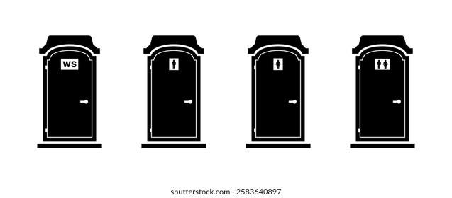 Street lavatory set icons. Silhouette style. Vector icons.