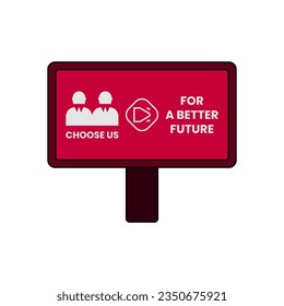 Street LED Billboard with election candidate in red colored icon style. Vector illustration of election and voting design element in trendy style. Editable graphic resources for many purposes.