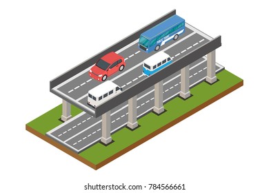 street level toll road traffic, vector illustration