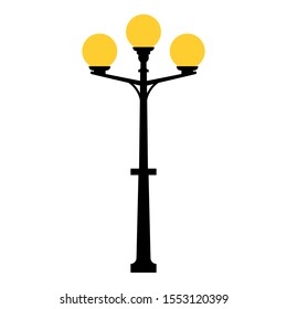 Street light black silhouette isolated on white background. Set of modern and vintage street lights. Elements for landscape construction. Vector illustration for any design.