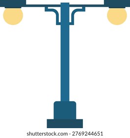 Street Light Double Lamp Vector Urban Lighting Pole Icon Flat Design