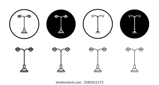 Street light icon Black line art vector logo set