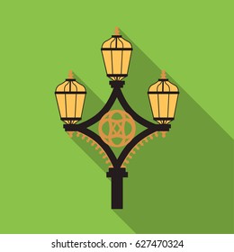 Street light icon in flat style isolated on white background. England country symbol stock vector illustration.