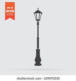 Street light icon in flat style isolated on grey background. For your design, logo. Vector illustration.