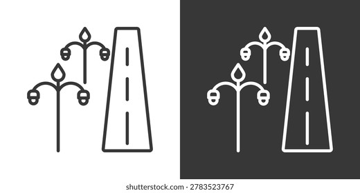 Street Light Icon Set Vector Collection Isolated In Black And White