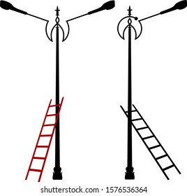 Street Light Icon, Silhouette Vector Illustration